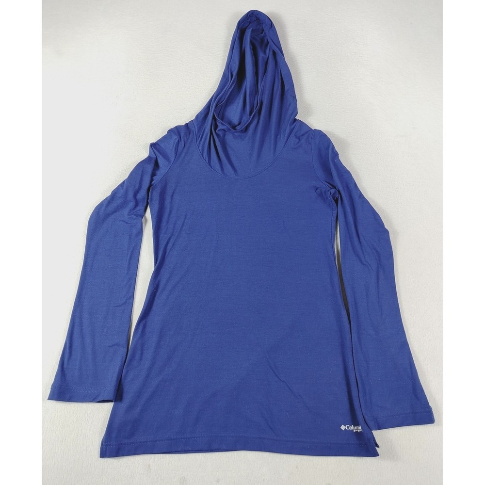 Columbia Shirt Womens XS Blue Hooded Long Sleeve PFG Performance Fishing Top
